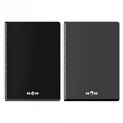 Тетрадь А4, 96 л., BRAUBERG, гребень, клетка, матовая ламинация, "Минимал" (микс в спайке), 405318