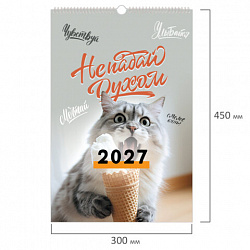 Календарь на гребне с ригелем 2027 г., 12 листов, 30x45 см, BRAUBERG, "Не падай духом", 118385