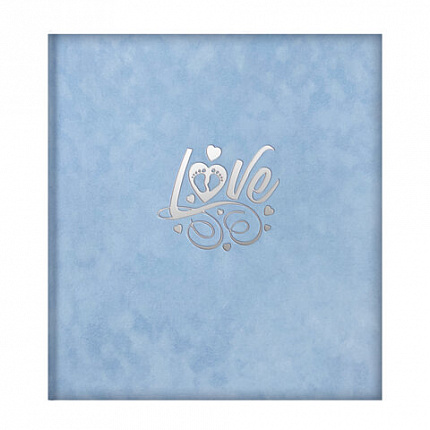 Фотоальбом-анкета детский 23*25 см, 32 листа, стикеры, открытка, конверт, голубой бархат, BRAUBERG, 391420