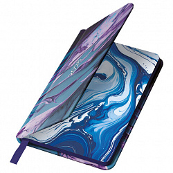 Еженедельник датированный 2026 МАЛЫЙ ФОРМАТ 95х155 мм, А6, BRAUBERG "Vista", под кожу, "Мрамор", 117202