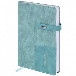 Ежедневник недатированный А5 138х213 мм BRAUBERG "Cowboy", под кожу, застежка 160 л., голубой, 116197