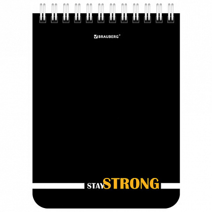 Блокнот МАЛЫЙ ФОРМАТ А6 108х145 мм, 40 л., гребень, картон, клетка, BRAUBERG, "Black & notes", 114389