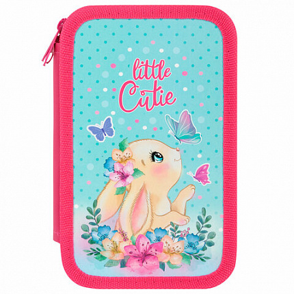 Пенал ПИФАГОР, 3 отделения, ламинированный картон, 19х11 см, "Pretty bunny", 273485