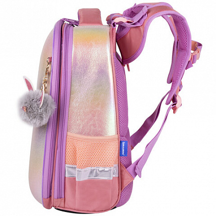 Ранец BRAUBERG SHINY, 2 отделения, с брелком, "Счастливый кот", 38х28х14 см, 270697