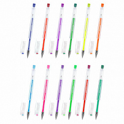 Ручки гелевые НЕОН BRAUBERG "EXTRA", НАБОР 12 ЦВЕТОВ, узел 0,7 мм, линия 0,5 мм, 143912