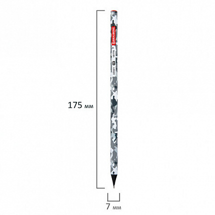 Карандаш чернографитный BRAUBERG "ARMY", 1 шт., HB, корпус ассорти, 181770