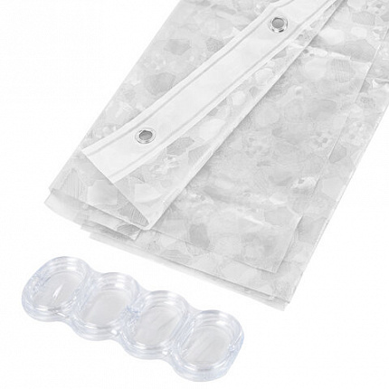 Шторка для ванной EVA, 180х200 см, кольца в комплекте, БЕЛАЯ ЛЕДЯНАЯ СВЕЖЕСТЬ, PRIMILA (ПРИМИЛА), 700099