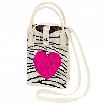 Сумочка-органайзер повседневная HEIKKI KNIT (ХЕЙКИ) кросс боди, вязаная, 17х12х5 см, "Zebra heart", 273794