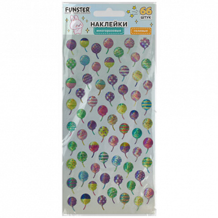 Наклейки гелевые "Яркое ассорти", 17,5х9 см, ассорти 8 видов, FUNSTER (ФАНСТЕР), 666101