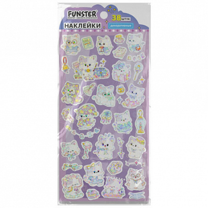 Наклейки декоративные "Веселый микс", 17,5х9 см, ассорти 6 видов, FUNSTER (ФАНСТЕР), 666094