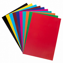 Цветная бумага А4 мелованная САМОКЛЕЯЩАЯСЯ, 10 листов, 10 цветов, папка, HATBER "Creative Set", 194х280 мм, 008837, 10Бц4с_05934