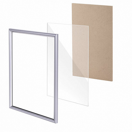 Рамка 21*30 см со стеклом, багет 14 мм пластик, BRAUBERG HIT2, матовое серебро, 391318