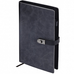 Ежедневник недатированный А5 152х220 мм BRAUBERG "Sirius", под кожу, застежка 160 л., черный, 116213