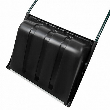 Лопата снеговая СКРЕПЕР 58х45 см пластиковый ЧЕРНЫЙ, алюминиевая планка, рукоятка 100 см, прочный, ГРАНДМАСТЕР, 700343