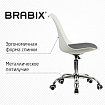 Кресло стул BRABIX "Eames MG-310 CH", хром, пластик белый, ткань серая, 532924