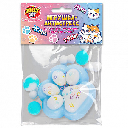 Игрушка-антистресс "ДВУХЦВЕТНАЯ КОШАЧЬЯ ЛАПКА С ПОМПОНАМИ", 7х6 см, ассорти 4 вида, дисплей, JOLLY JOT (ДЖОЛЛИ ДЖОТ), 665768