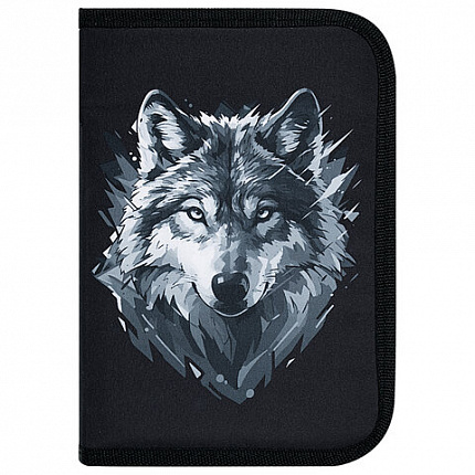 Пенал BRAUBERG, 1 отделение, полиэстер, 21х14 см, "Gray wolf", 273520