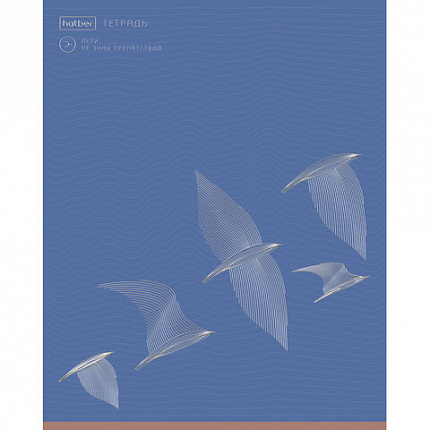 Тетрадь А5 48л. HATBER скоба, клетка, Soft-touch ламинация, 3D фольга, Парящие в небе, 48Т5лофВ1