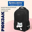 Рюкзак BRAUBERG STYLE, 2 отделения, 4 кармана, "Всем привет!", черный, 40х26х15 см, 274410