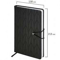 Ежедневник недатированный А5 138х213 мм, BRAUBERG "Braided", под кожу, гвоздик 160 л., черный, 116595