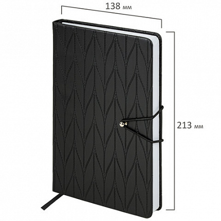 Ежедневник недатированный А5 138х213 мм, BRAUBERG "Braided", под кожу, гвоздик 160 л., черный, 116595