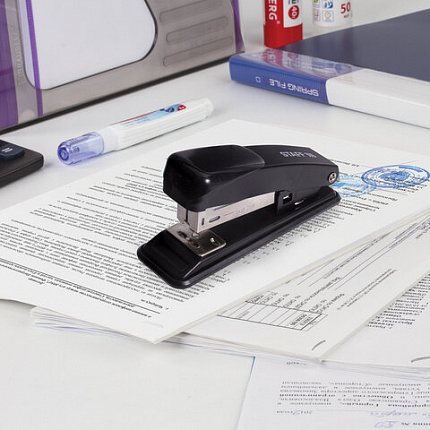 Степлер №24/6, 26/6 металлический STAFF "Manager", до 20 листов, черный, 224627