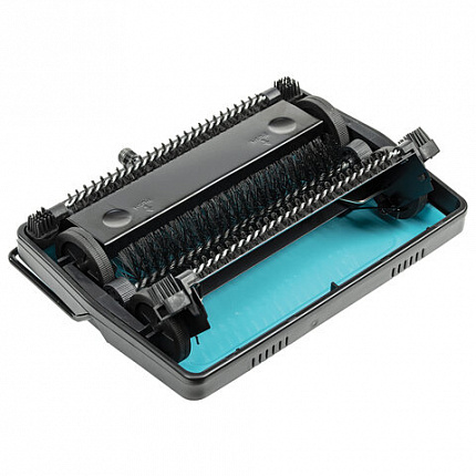Щетка-веник-пылесос механическая, металлическая, плотная щетина на роликах, чёрно-бирюзовый, разборный, колорбокс, DASWERK, 608948