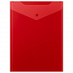 Папка-конверт с кнопкой прозрачная А4 BRAUBERG UNIVERSAL, вертикальная, красная, 0,15 мм, 273077