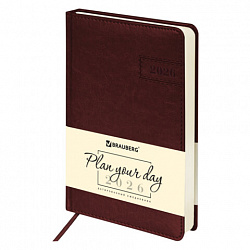 Ежедневник датированный 2026 А5 138x213 мм, BRAUBERG "Imperial", под кожу, коричневый, 117061