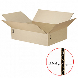 Гофрокороб, длина 500 мм х ширина 370 мм х высота 120 мм, марка Т22, профиль В, FEFCO 0202 / ГОСТ, исполнение Б, 503211