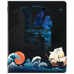 Тетрадь предметная ДАТЫ 48 л., TWIN-лак, ГЕОГРАФИЯ, клетка, подсказ, BRAUBERG, 405126