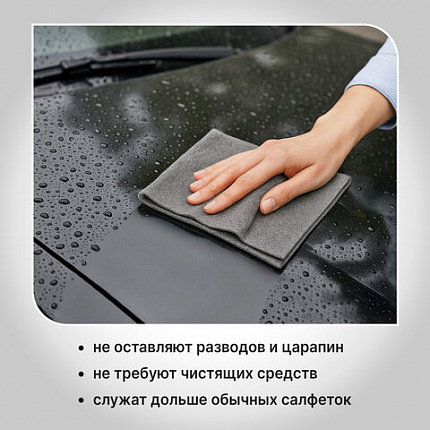 Салфетка КОРЕЙСКАЯ УМНАЯ для дома и авто БЕЗ РАЗВОДОВ, 30х40 см, 1 шт., УНИВЕРСАЛЬНАЯ, LAIMA, 702523
