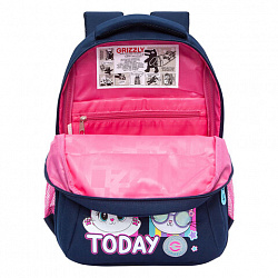 Рюкзак GRIZZLY школьный, анатомическая спинка, 3 отделения, для девочек, "COOL 2DAY", 40х27х20 см, RG-561-1/3