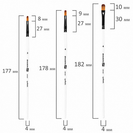 Кисти художественные набор 12 шт, синтетика, овальные № 1-12, BRAUBERG ART DEBUT, КОД