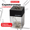 Скрепочница магнитная BRAUBERG с 30 скрепками, прозрачный корпус, 225189
