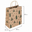 Пакет подарочный КОМПЛЕКТ 10 штук, новогодний, 26x13x32 см, "Kraft Xmas Tree", ЗОЛОТАЯ СКАЗКА, 591959