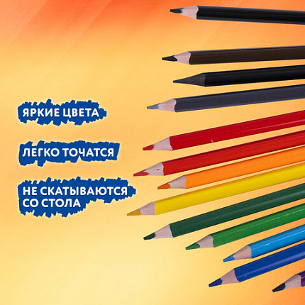 Карандаши цветные пластиковые, BRAUBERG PREMIUM 12 цветов + 1 чернографитный карандаш, трехгранный корпус, грифель 3 мм, 181936