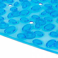 Коврик для ванны противоскользящий 69х40 см, "Камешки", овальный, прозрачно-голубой, ПВХ, PRIMILA (ПРИМИЛА), 700368