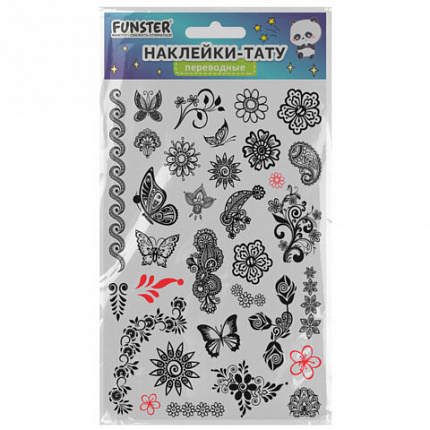 Наклейки-тату переводные "Ассорти", 29х15,5 см, ассорти 12 видов, FUNSTER (ФАНСТЕР), 666106