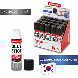 Клей-карандаш BRAUBERG ULTRA STRONG, УСИЛЕННАЯ ФОРМУЛА, 15 г, ЮЖНАЯ КОРЕЯ, 229545