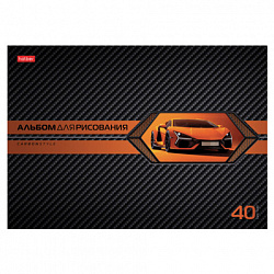 Альбом для рисования А4 40 л., скоба, выборочный лак, HATBER, 205х290 мм, "AutoCarbon", 085129, 40А4вмВ