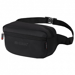 Сумка на пояс HEIKKI RIO (ХЕЙКИ) регулируемый ремень, черная, 28х16х9 см, 273886