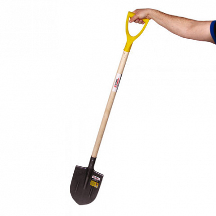 Лопата штыковая из рельсовой стали ГРАНДМАСТЕР, 21х30 см, высота 130 см, деревянный черенок, 606553