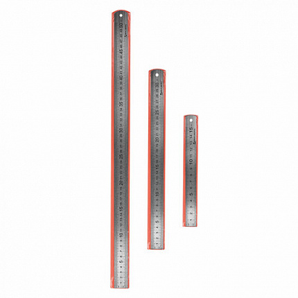 Линейки металлические КОМПЛЕКТ 3 шт. (15 см, 30 см, 50 см), BRAUBERG, 210810
