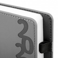 Ежедневник датированный 2026, А5, 150x213 мм, BRAUBERG "Up", под кожу, софт-тач, держатель для ручки, серый, 117119