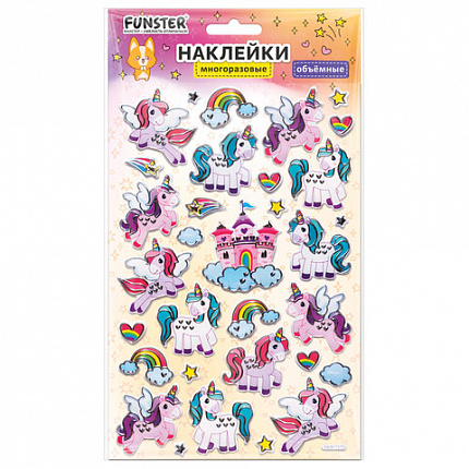 Наклейки объемные MAXI 21х14 см, ассорти 12 видов, FUNSTER (ФАНСТЕР), 666678