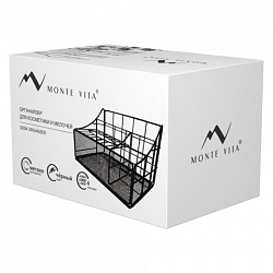 Органайзер для косметики и мелочей металлический 4 секции, MONTE VITA (МОНТЕ ВИТА), 160х240х150 мм, черный, 272480