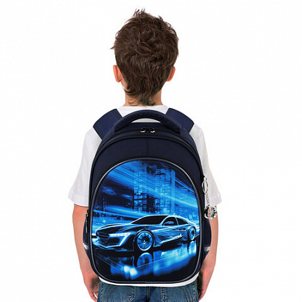 Рюкзак BRAUBERG OPTIMA, 2 отделения, с брелоком, "Night driver", 36х27х18 см, 272096