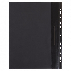 Скоросшиватель пластиковый с перфорацией BRAUBERG, А4, 140/180 мкм, черный, 226586