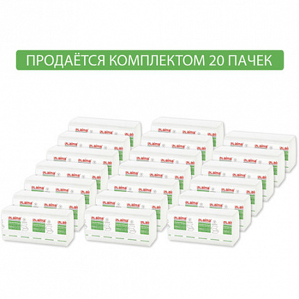 Полотенца бумажные 200 шт., LAIMA (H3) ADVANCED, 2-слойные, белые, КОМПЛЕКТ 20 пачек, 22х23, V-сложение, 111340